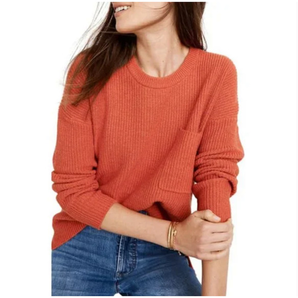 Madewell Sweaters - Madewell Thompson Pocket Pullover Ribbed Sweater